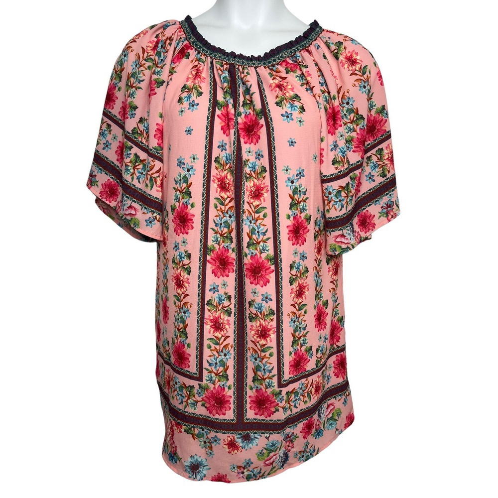 Umgee‎ Womens Small Off the Shoulder Floral Boho Peasant Flowy Ruffle Dress